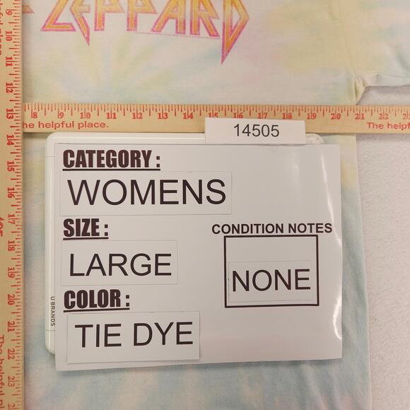 Def Leppard Band Graphic Short Sleeve Crew Neck Shirt Womens Size L Tie Dye - Picture 7 of 9